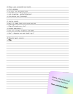 Lined notes page from the NeuroMythical Printable Planner with pastel corner text that says “Dump your brain and start planning today”