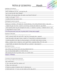 ADHD-friendly reflection page titled “Wins & Lessons” for tracking progress, lessons learned, and next month’s focus