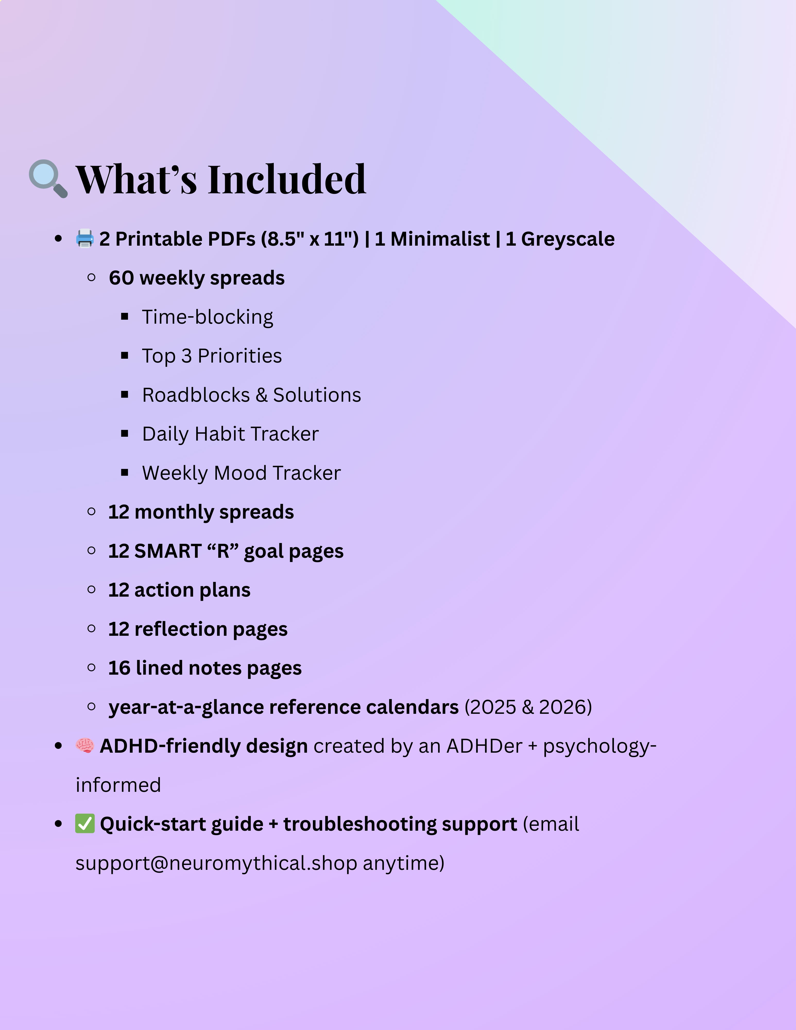 Printable Digital Planner for Binder or Discbound Use (Self-Print PDF)